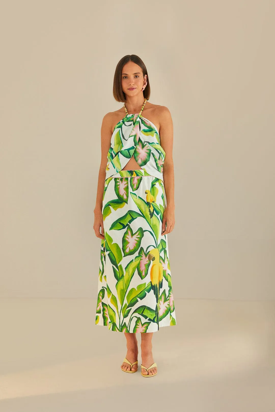 Off-White Summer Foliage Skirt Easy Fashion