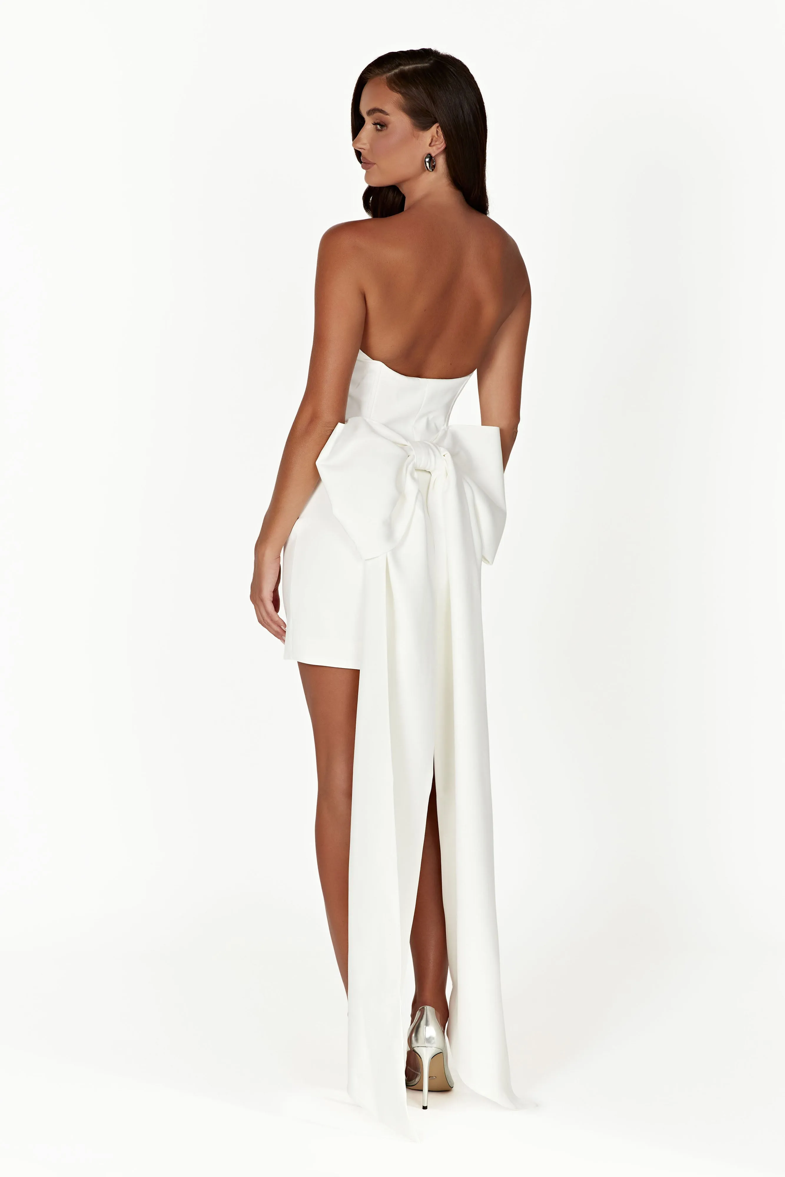 Meredith Strapless Bow Mini Dress - White OdorControlTreatment