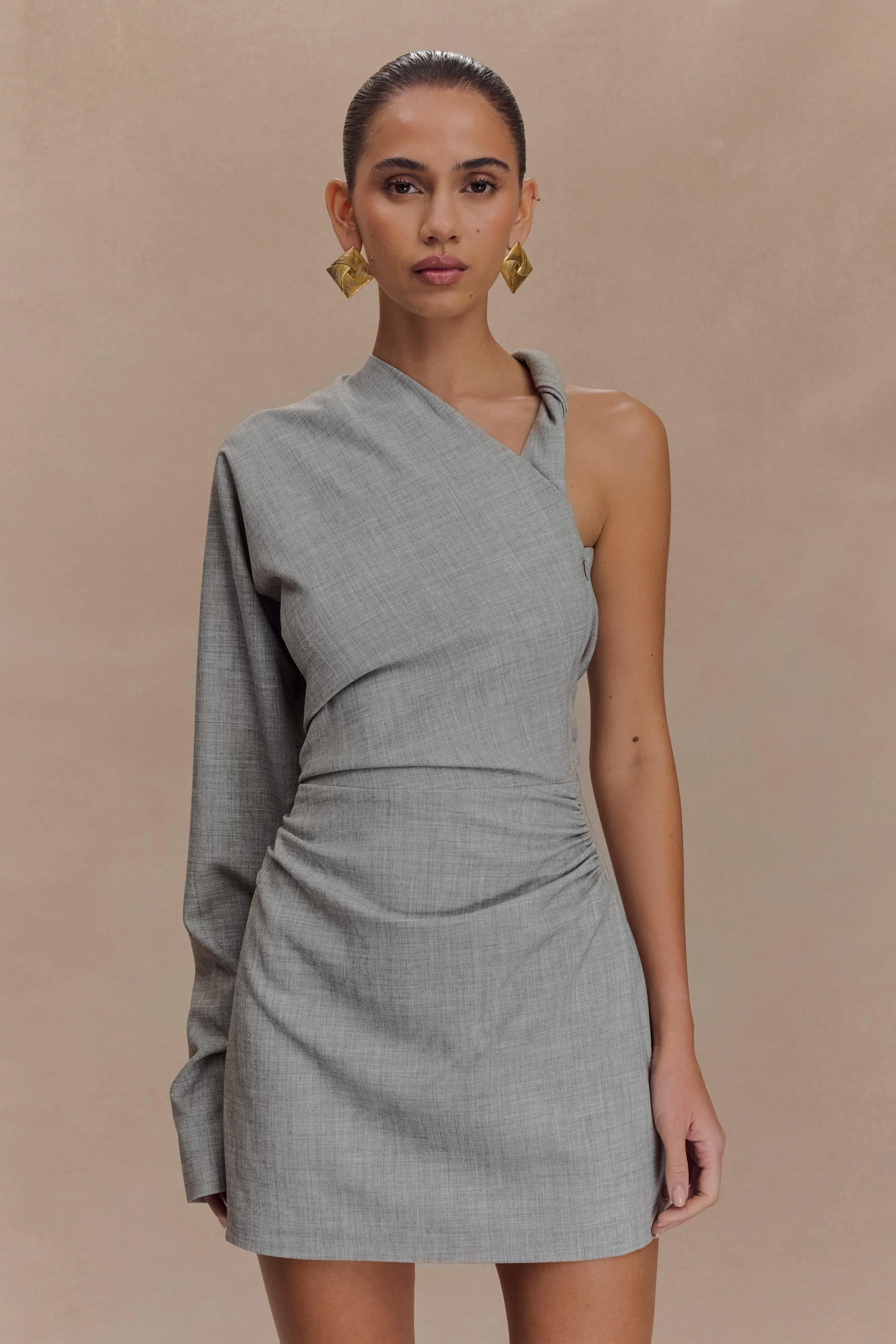 Dorian Twist Shoulder Mini Dress - Charcoal Marle Elegant Appearance Chill Base