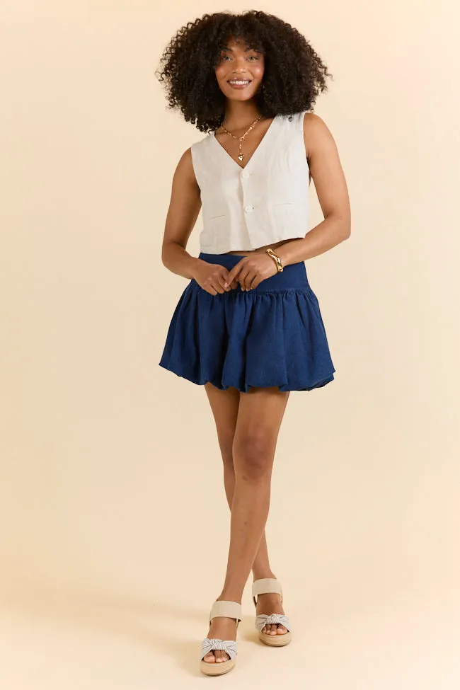 Lowcountry Luxury Dark Wash Bubble Hem Denim Skirt SALE Casual Feel Chic Look