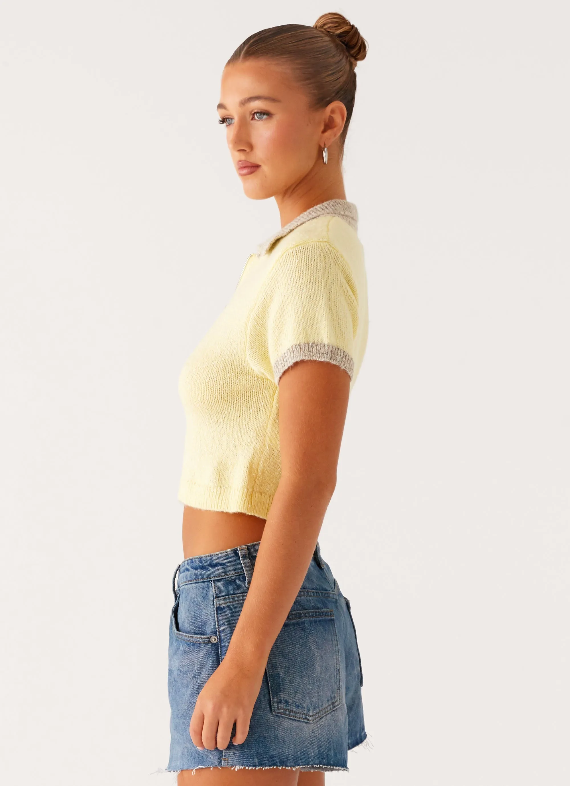 Neutral Tones SnagResistant Surface Walsh Knit Polo Top - Yellow