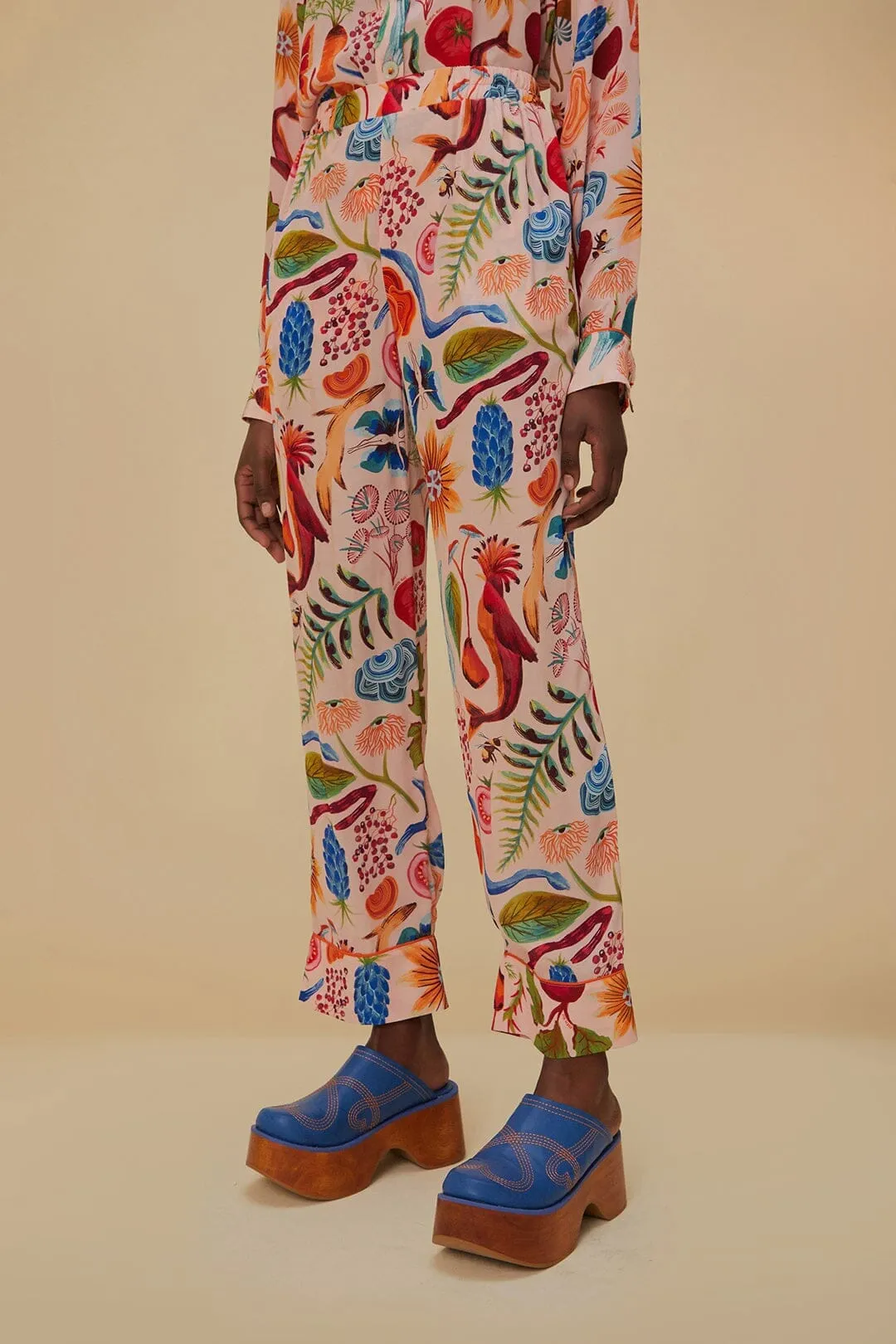 Beige Bright Farm Pajama Pants Cozy Stretch