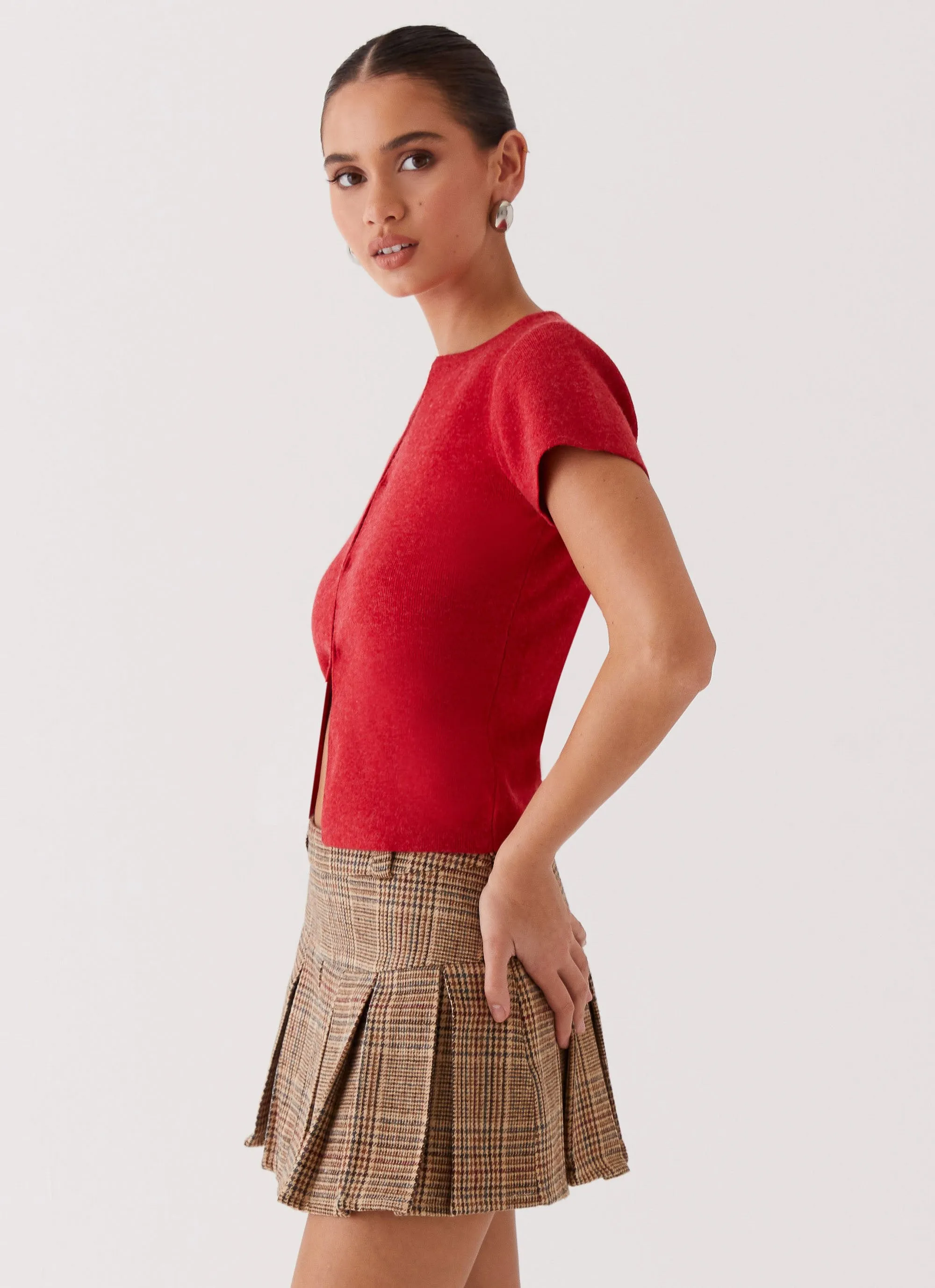 Pure Detail Raina Knit Crop Top - Ruby Red
