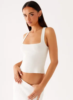 Johanna Knit Top - White Double Layer Thermal Merino Wool