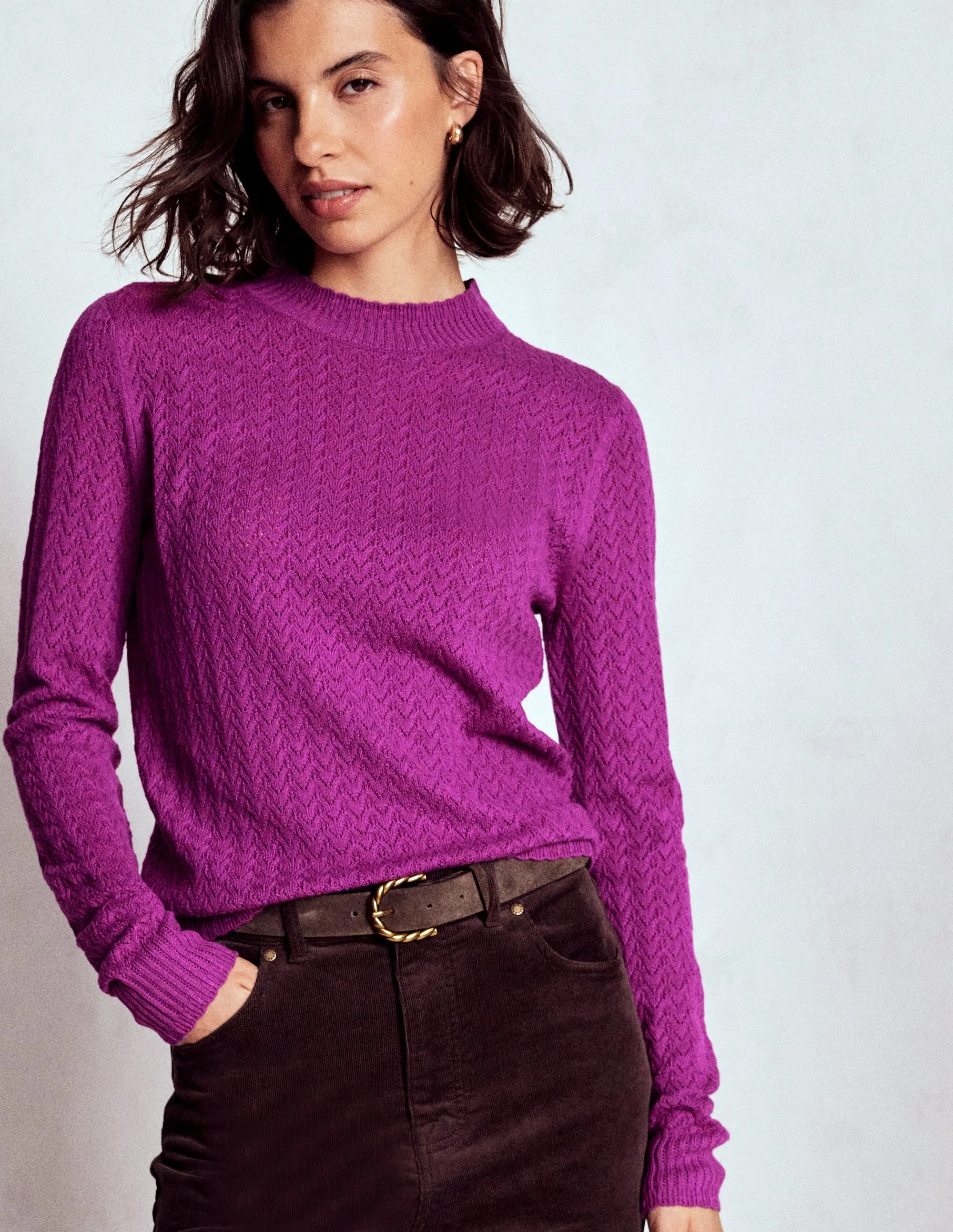 Diane Pointelle Jumper-Regal Purple Ribbed Knit