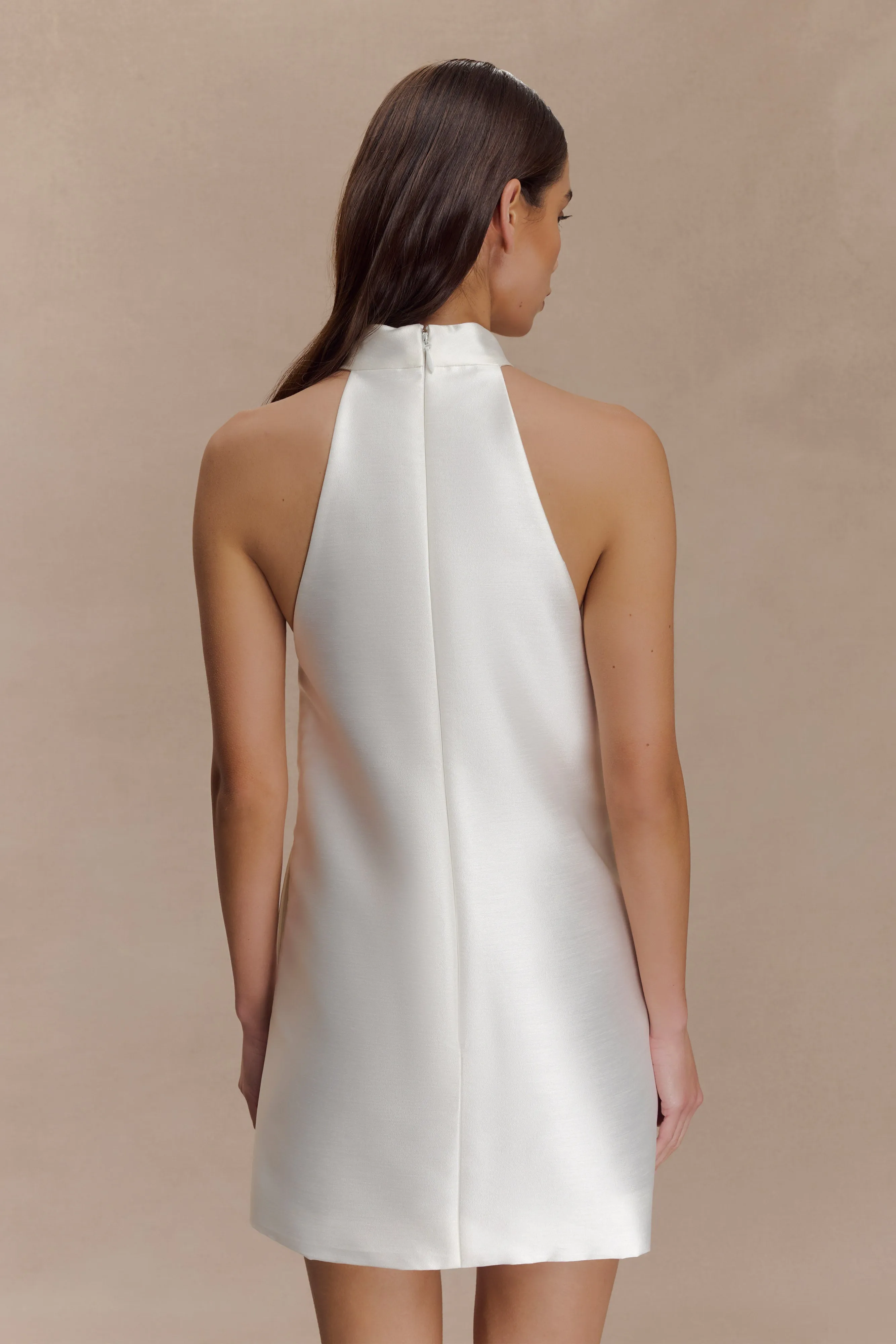 Sophie Mini Dress - White Halter neck