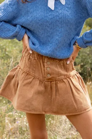 Sophie Brown Ruffle Skort High low hem Tonal Look