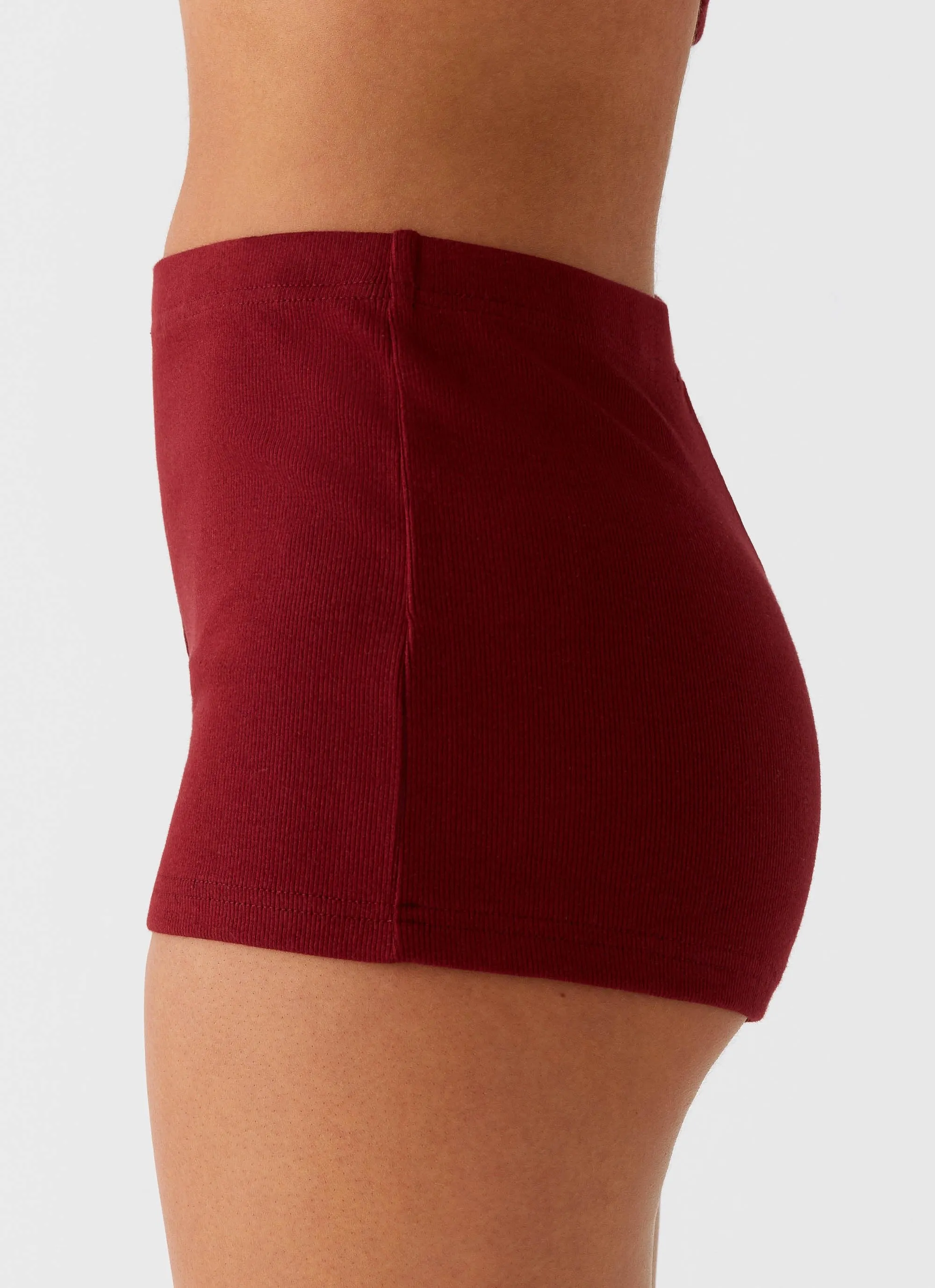 Spectate Mini Shorts - Maroon Home Wear