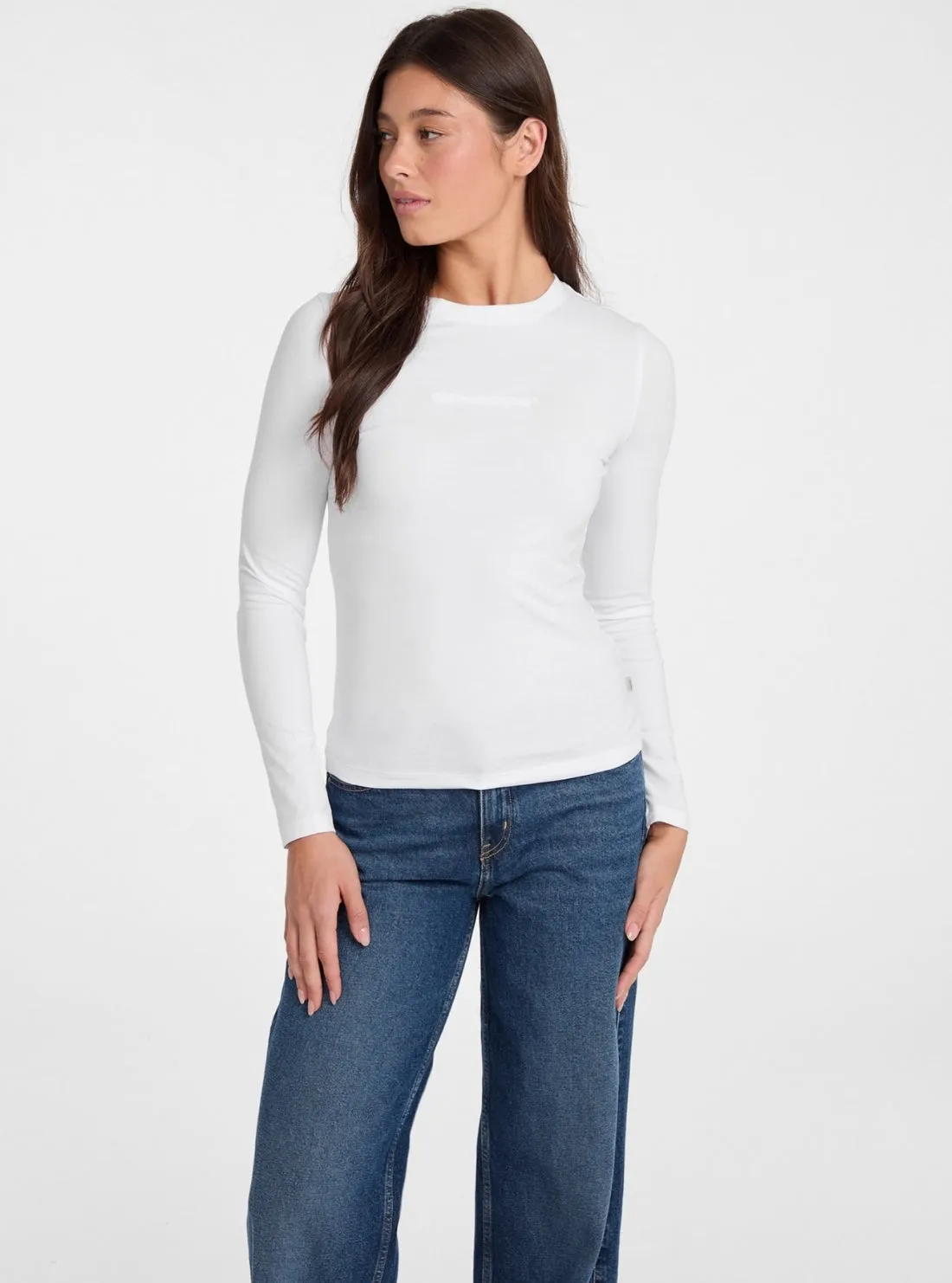 Active Layer Indoor Comfort Guess Jeans White Slim Long Sleeve T-Shirt