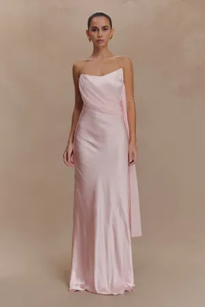 Modern Form Sophisticated and Relaxed Carah Satin And Chiffon Maxi Dress - Pale Pink