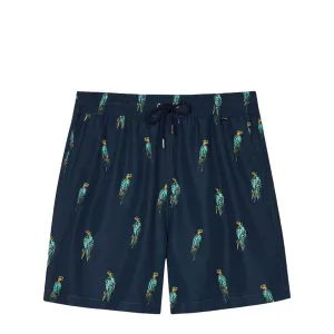 Noise Free Fabric Cooling Effect Paul Smith Parrots Print Swim Shorts Navy