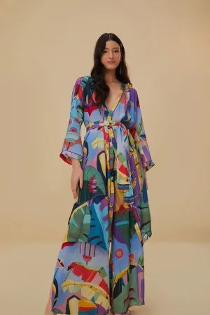 Zip Pocket Tropical Scenario Multicolor Pants