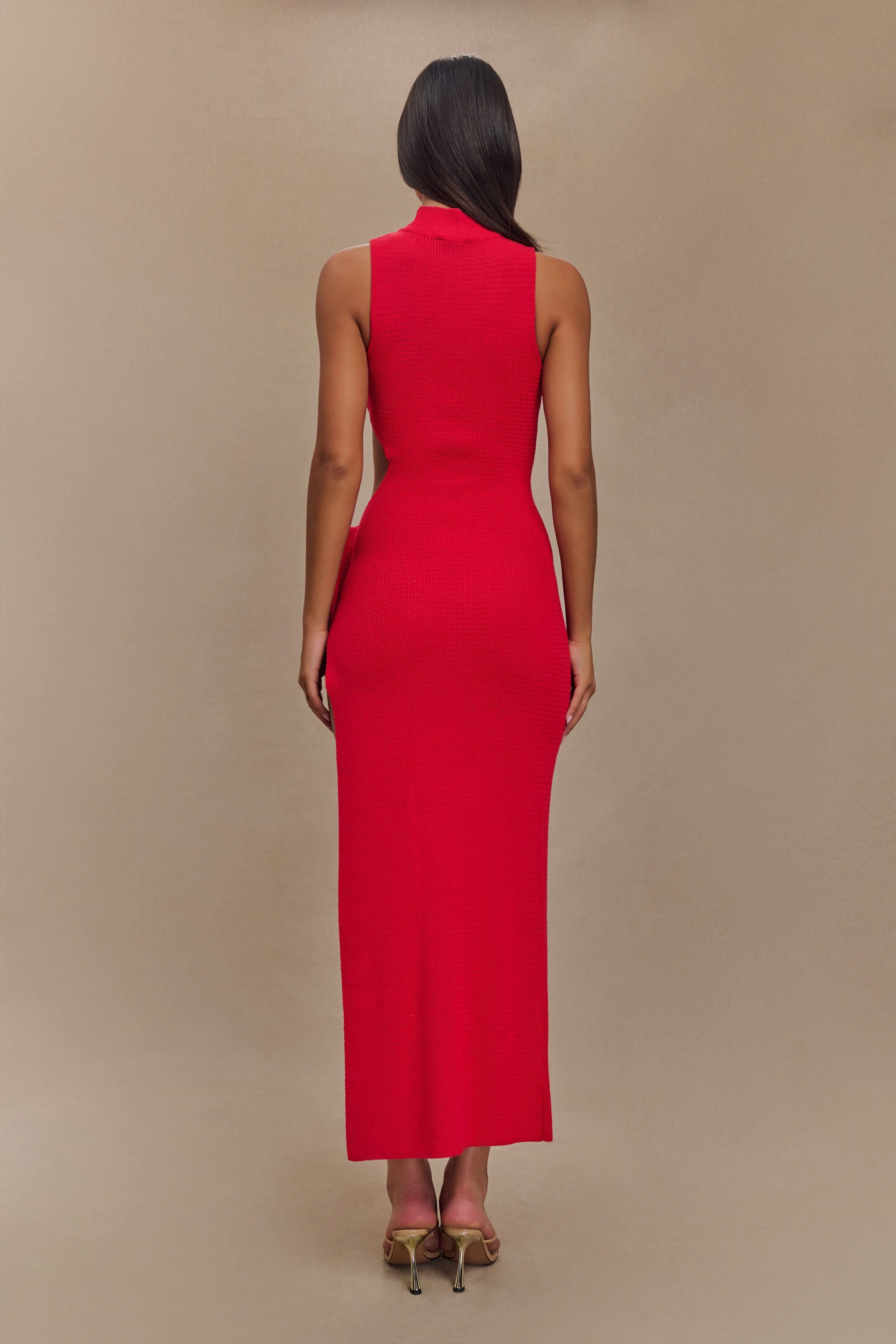 Stephanie Cut Out Knit Maxi Dress - Red Bold Touches