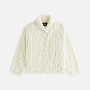 Snag Free Zipper Technology Foldable Design Kith Women Grayson Cable Sherpa Jacket - Sandrift