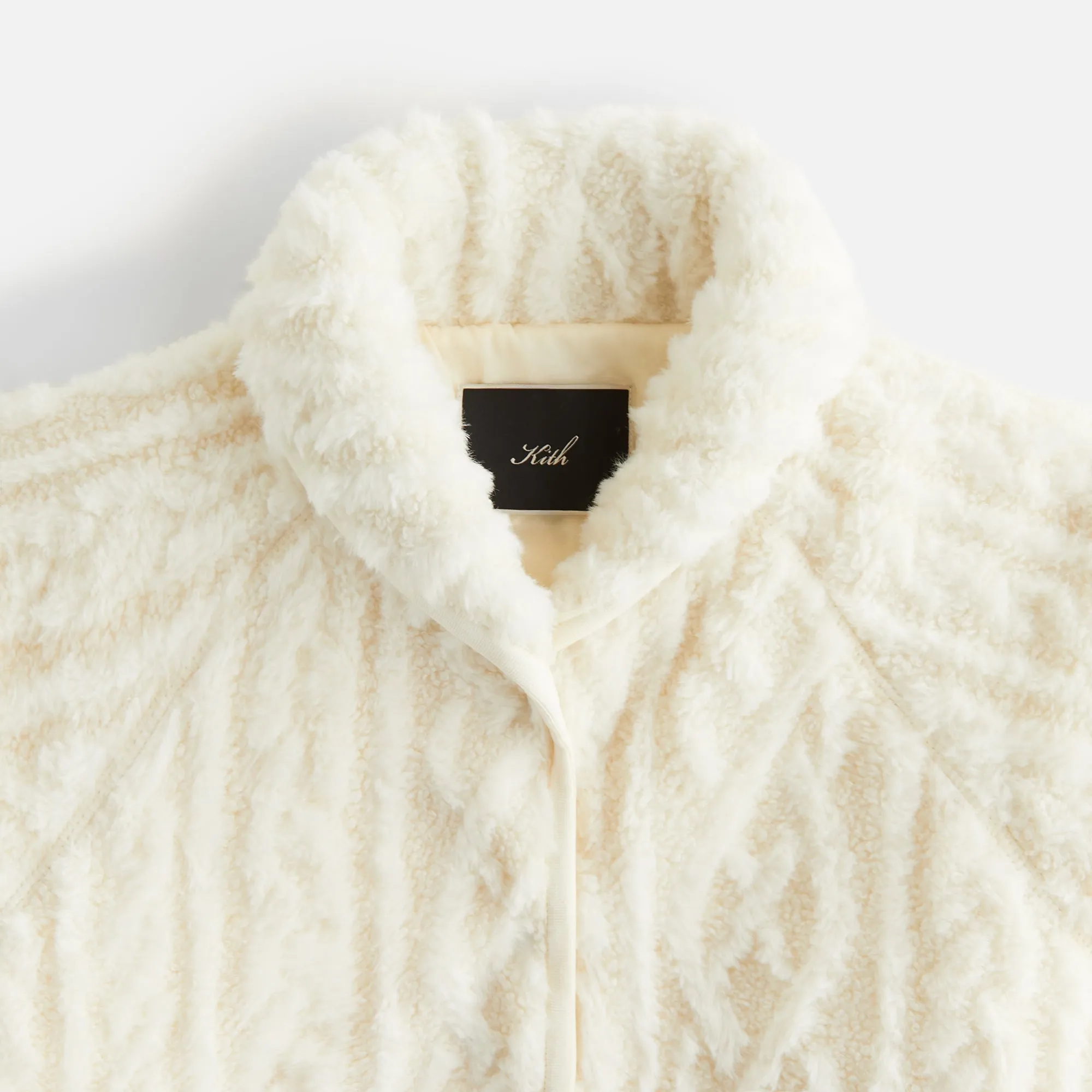 Kith Women Grayson Cable Sherpa Jacket - Sandrift Reinforced Edging Ethical Manufacturing
