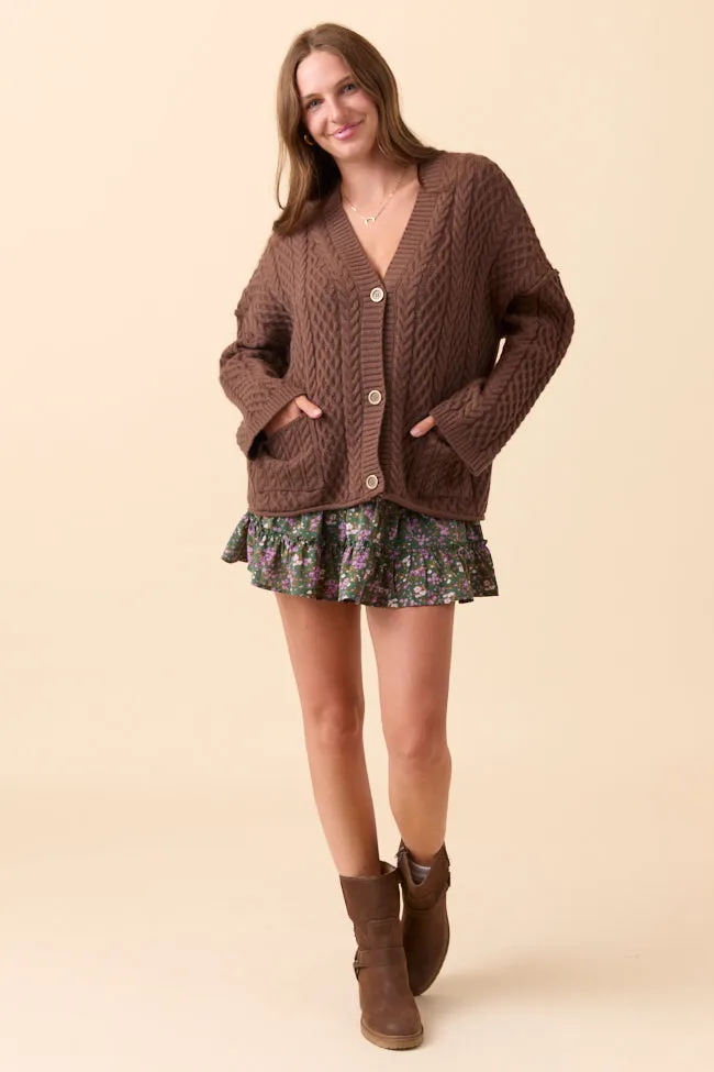 Maxi length Through the Garden Green and Lavender Floral Print Skort