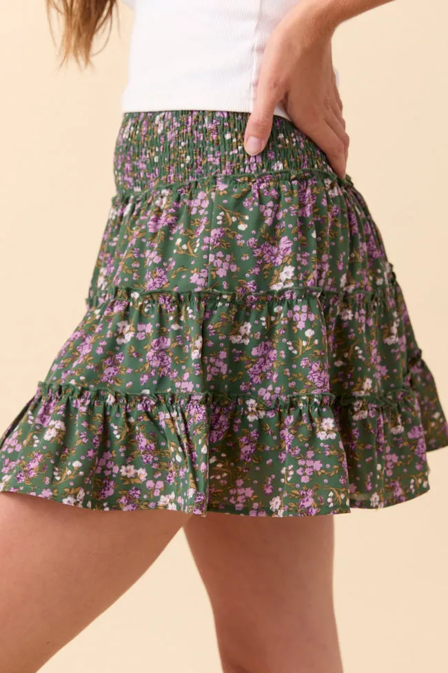 Through the Garden Green and Lavender Floral Print Skort Clean Fit Easy Combo