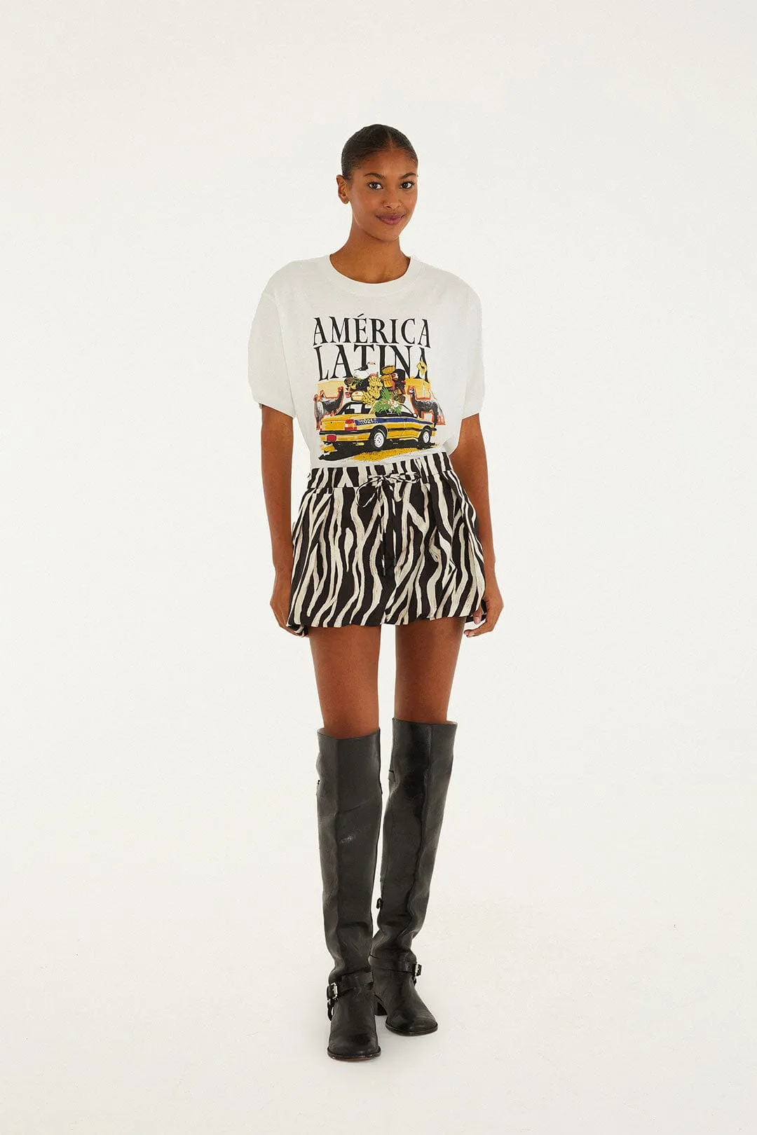 birthday party Non Irritating Seams Black Tropical Zebra Organic Cotton Mini Skirt