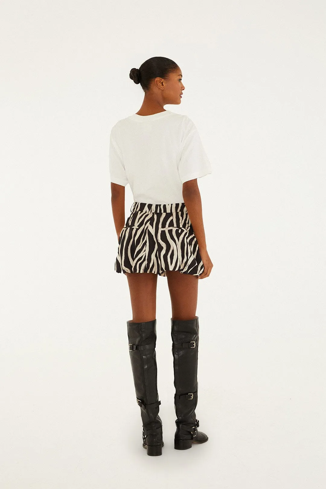 On-The-Go Outfit Black Tropical Zebra Organic Cotton Mini Skirt