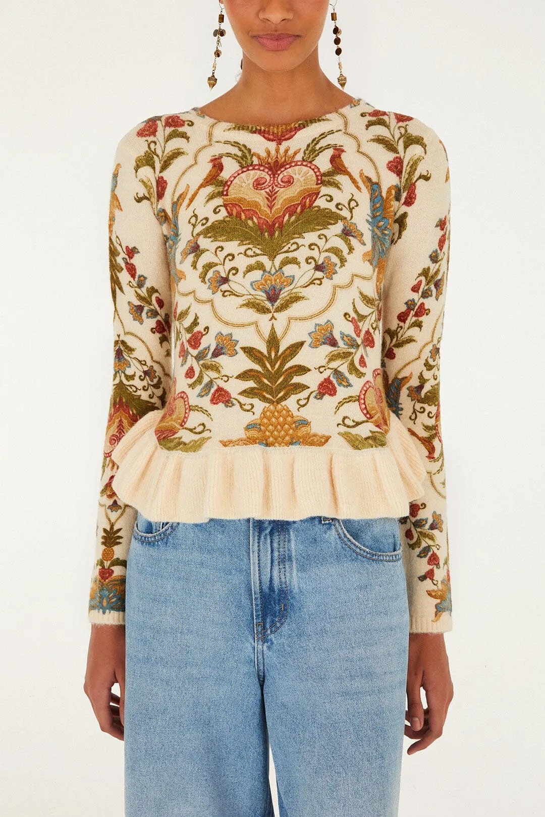 Cream Majestic Hearts Knit Top Active Gear