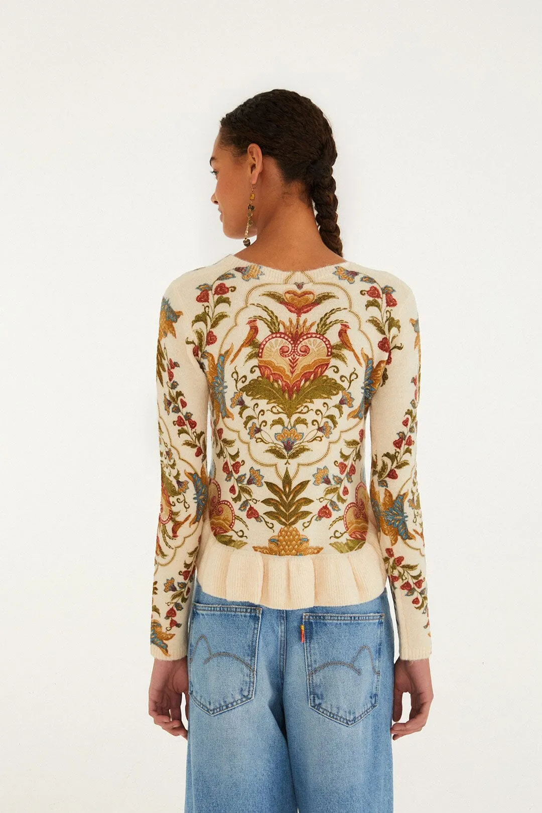 Cream Majestic Hearts Knit Top Balance Core MinimalistStyle