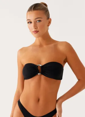 Cuba Strapless Bikini Top - Black Stretchable Material