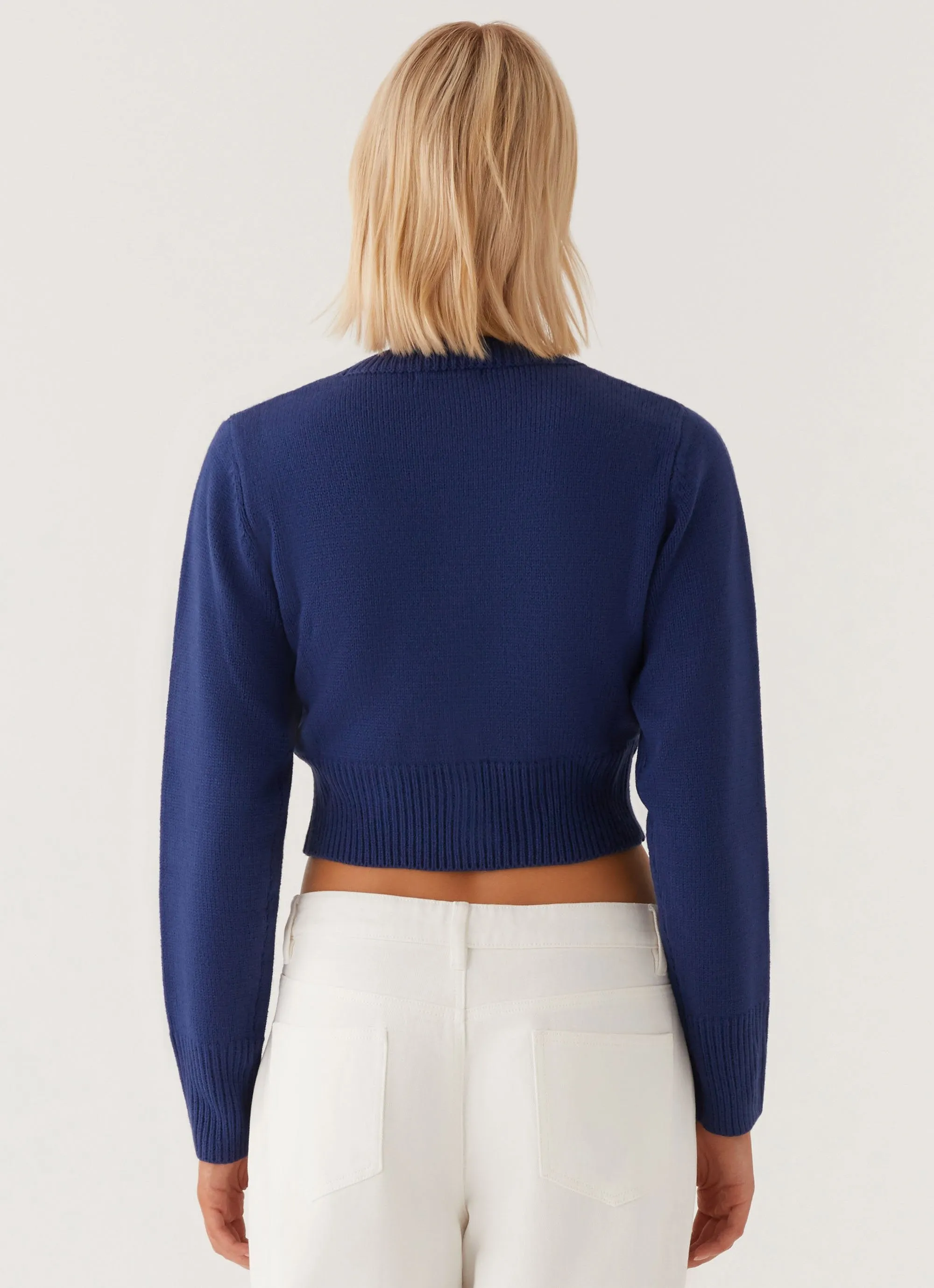 Everest Knit Cardigan - Navy Stretch Enhanced Mobility Zones Flexible Fiber Fill