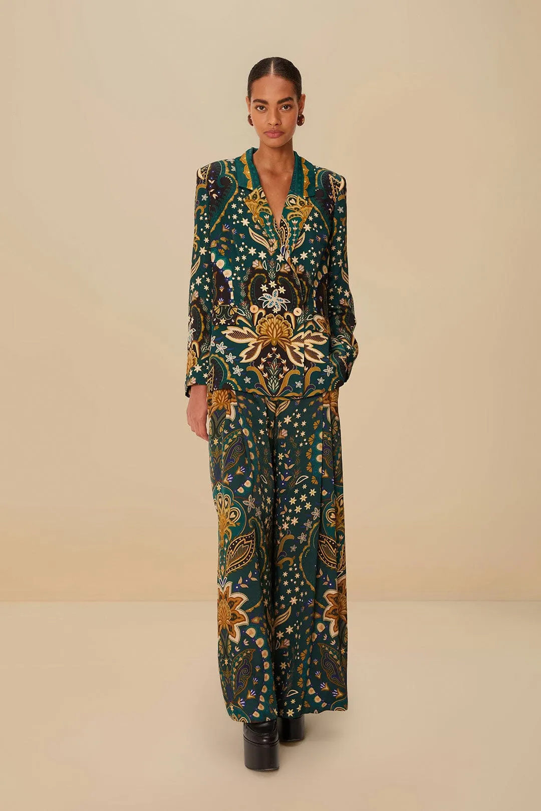 Black Jaipur LENZING? ECOVERO? Viscose Flare Pants Weekend Wear Abrasion Resistant Fabric