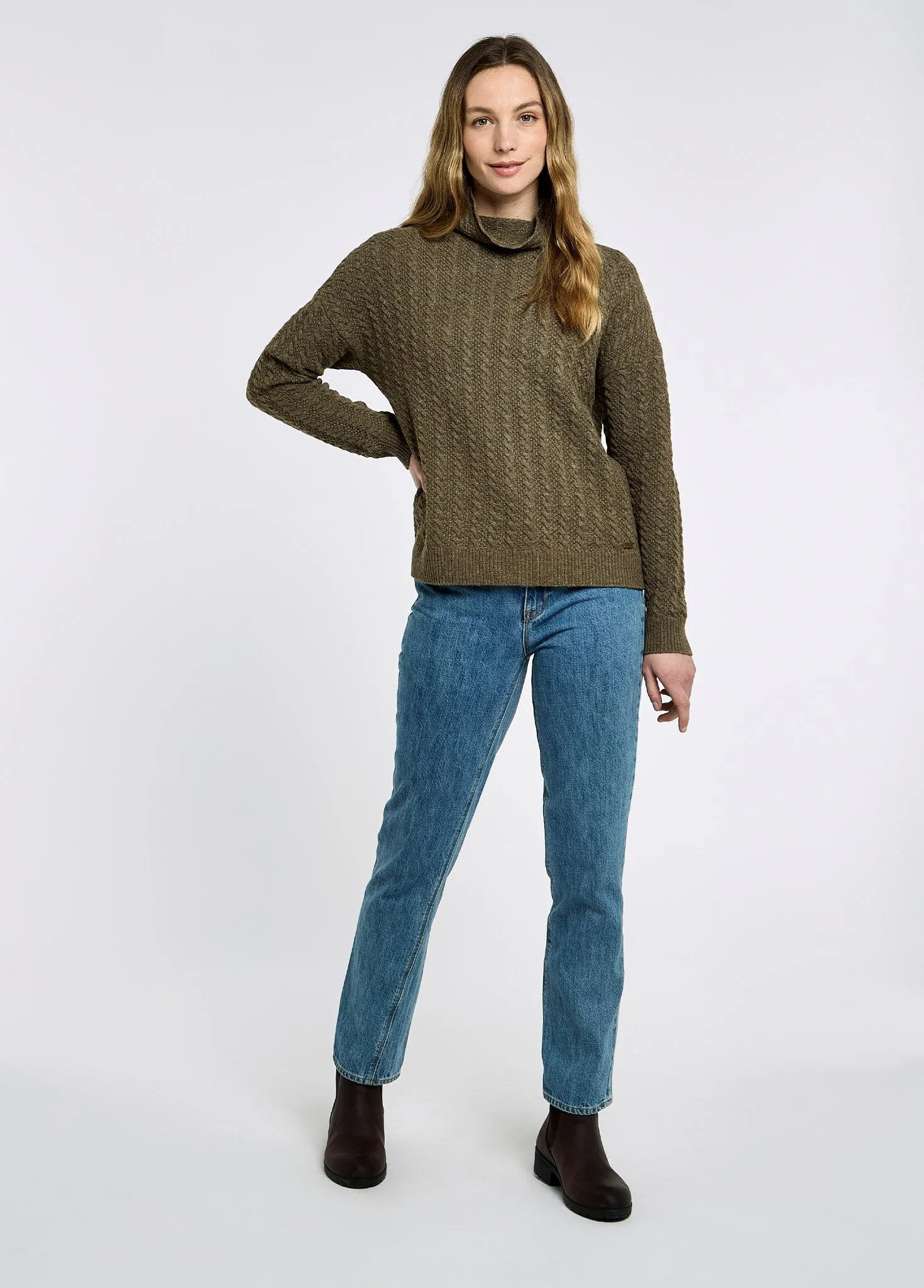 Gentle Stretch Waistband Hopkins Ladies' Relaxed fit sweater - Dusky Green