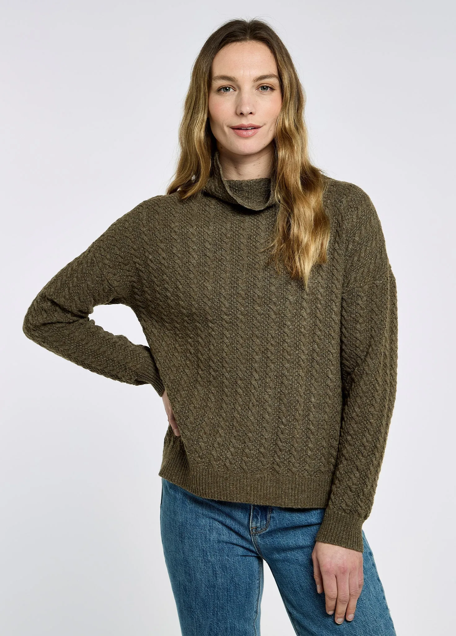 Cozy Texture Autumn Layer Hopkins Ladies' Relaxed fit sweater - Dusky Green