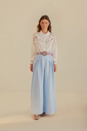 Breathable Waist Modern Utility Light Blue Euroflax? Premium Linen Pleated Pants