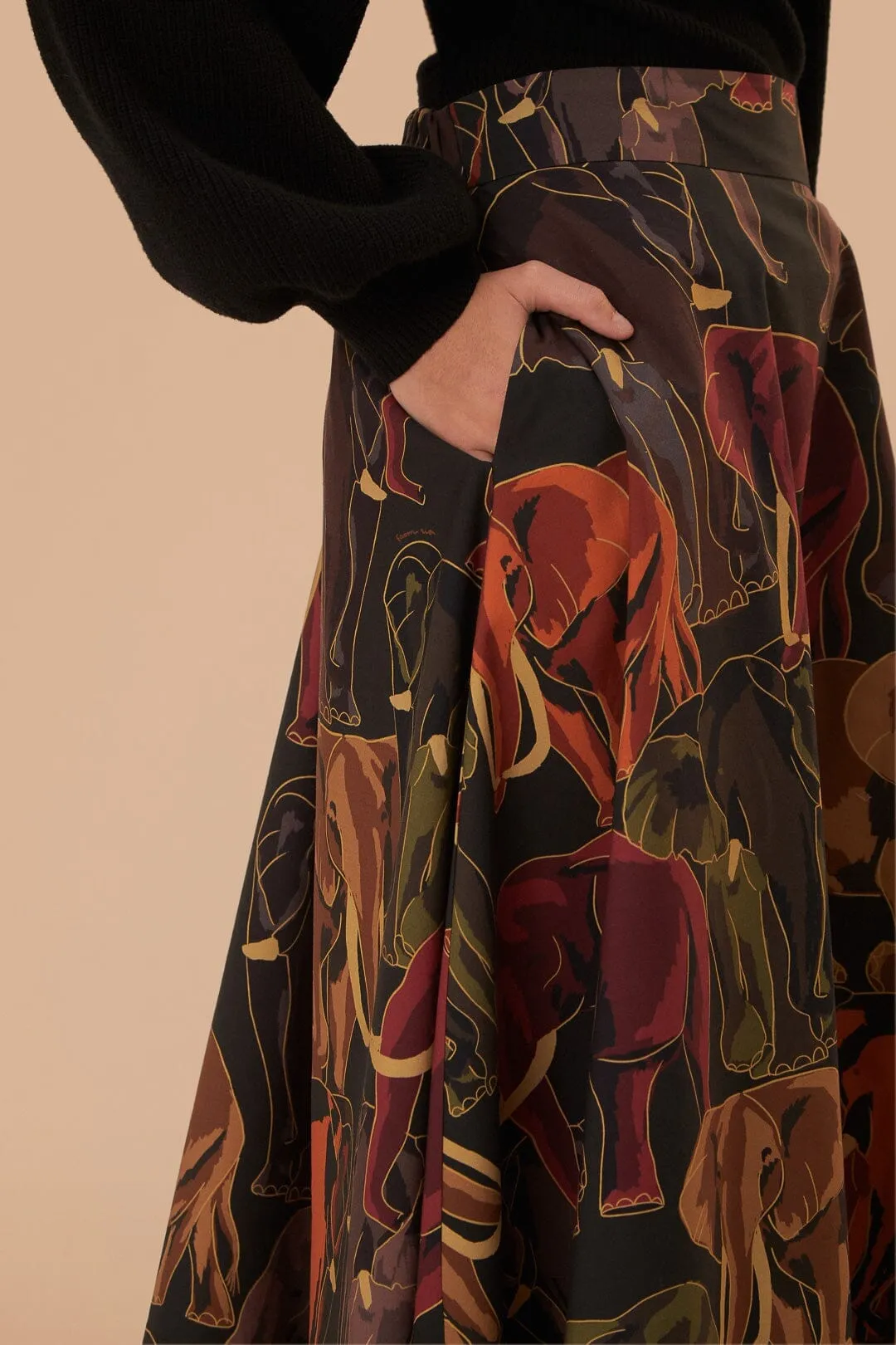 Soft Outfit Green Elephants Skirt