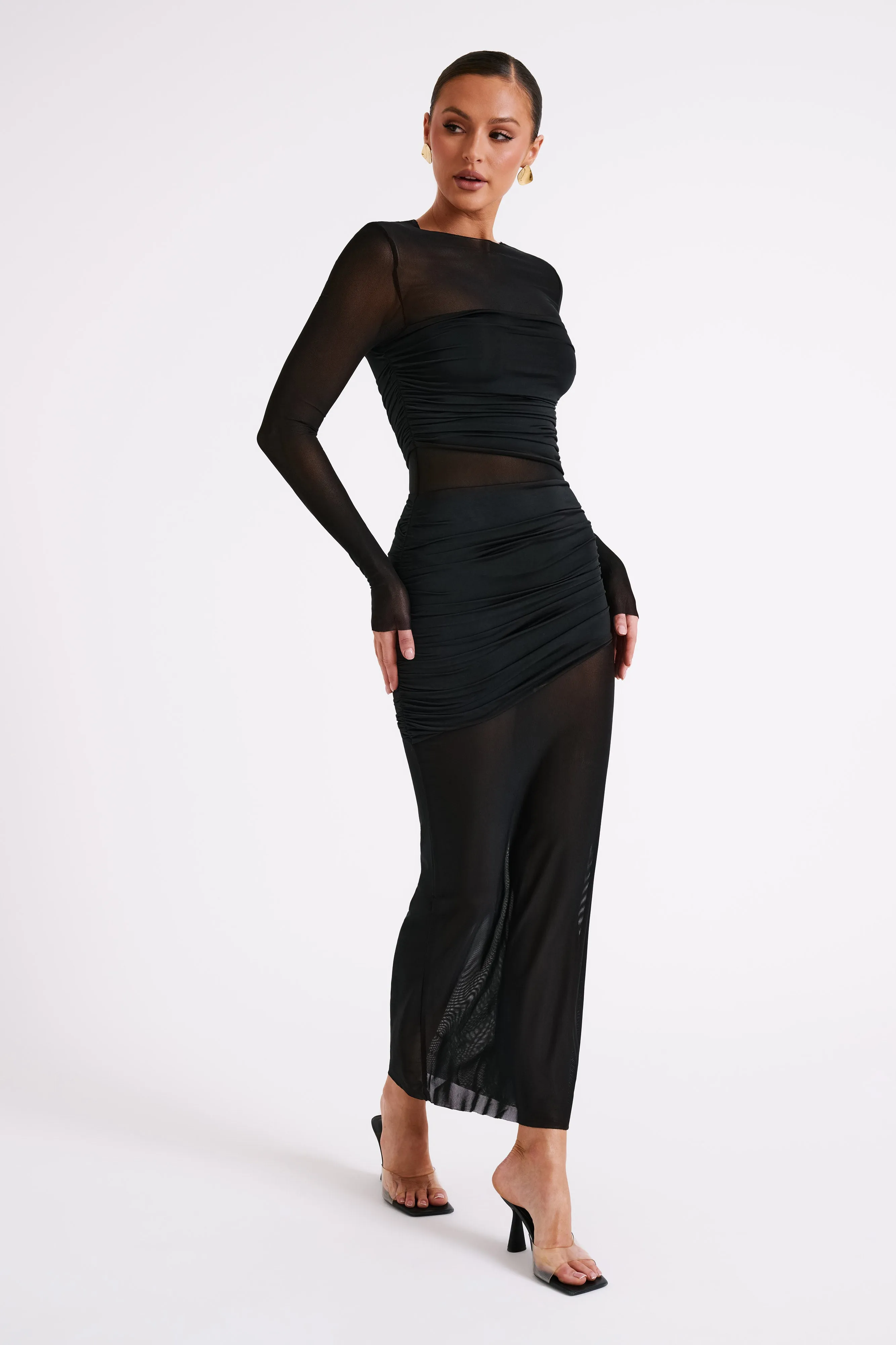 Quick Drying Kate Mesh And Nylon Maxi Dress - Black
