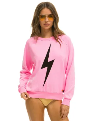 Daily Relaxed Bolt Crew Sweatshirt, Neon Pink/Black