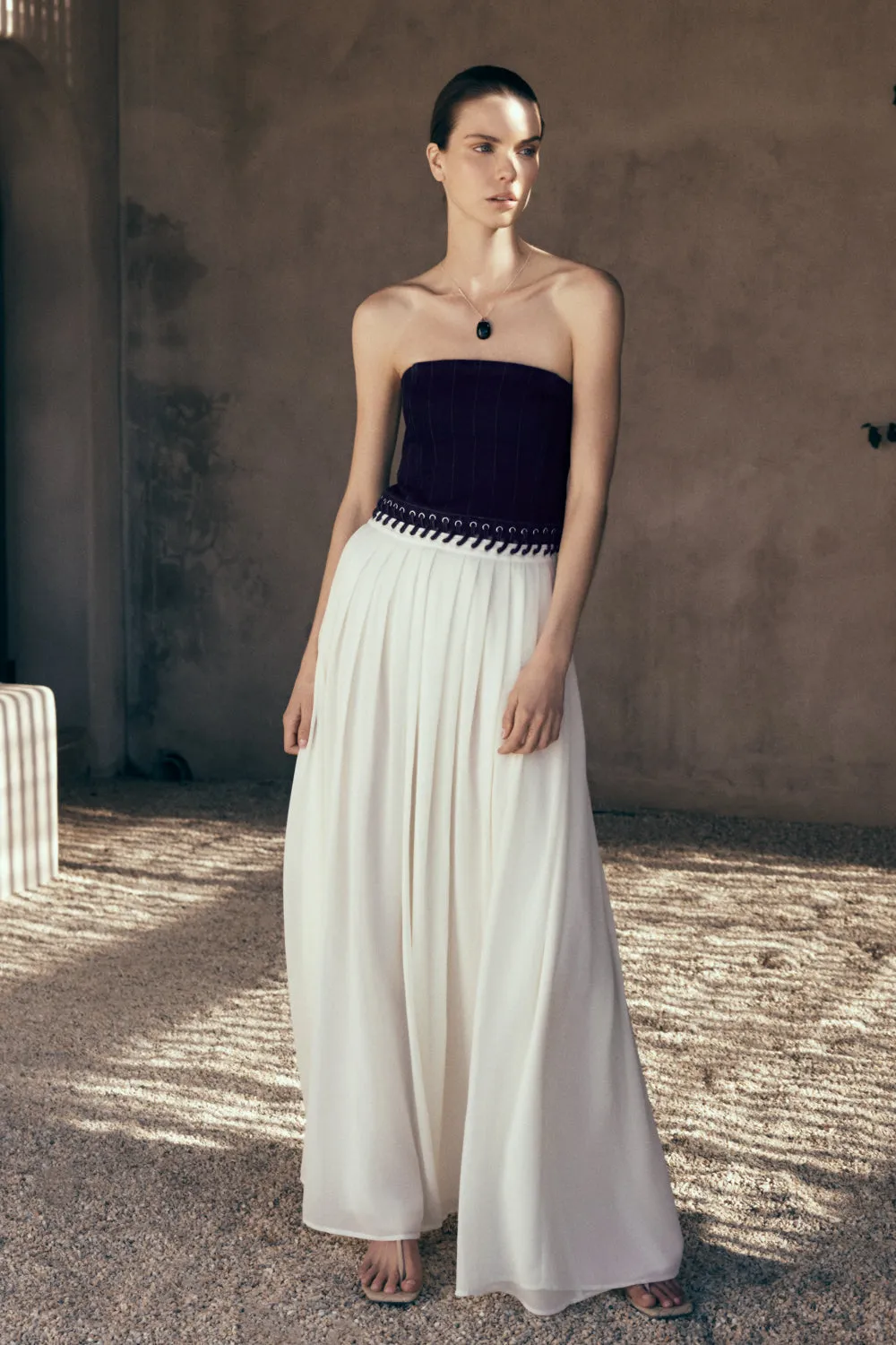 Suella Chiffon Denim Maxi Dress - Indigo Blue Sophisticated cocktail dress Delicate Touch