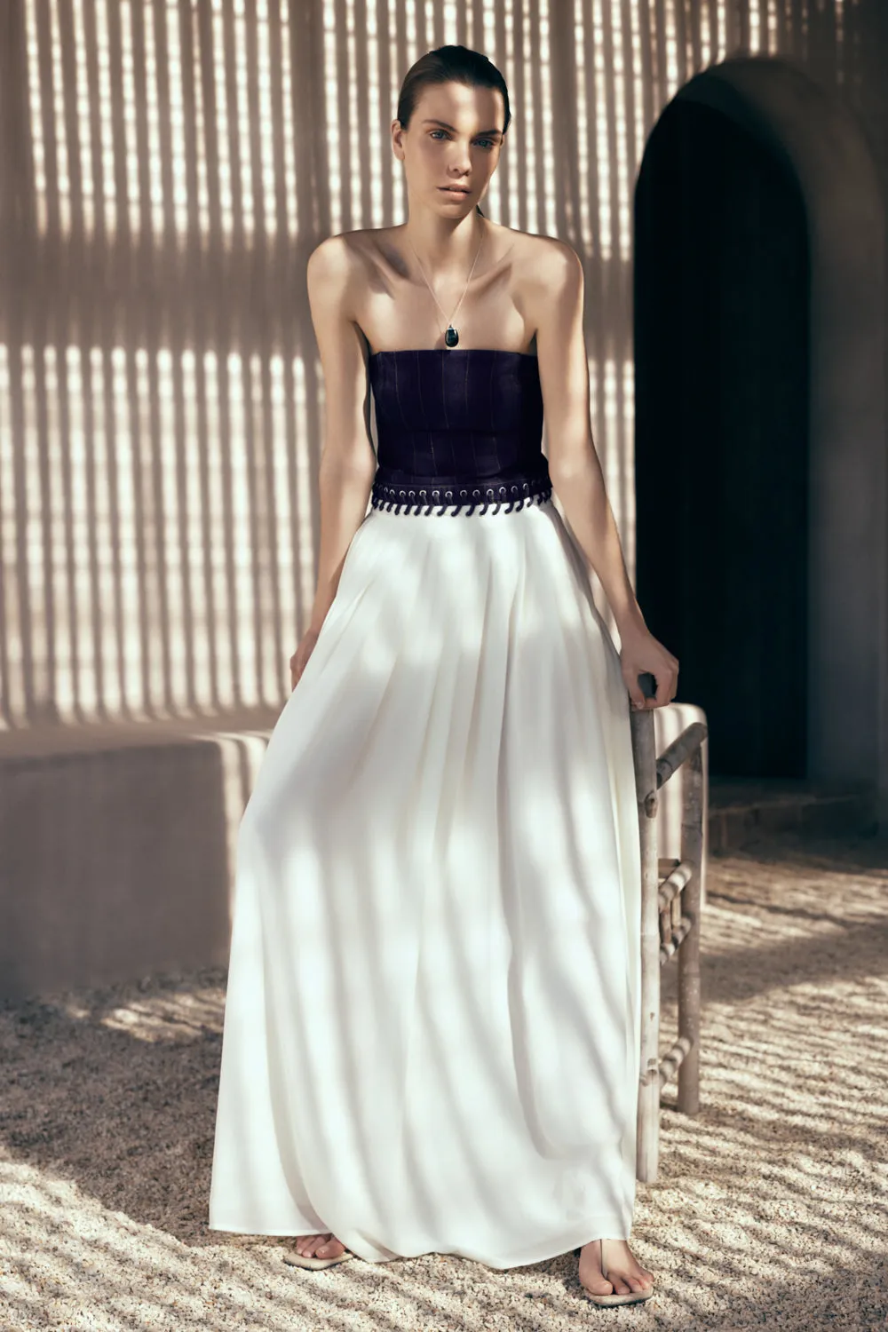 Suella Chiffon Denim Maxi Dress - Indigo Blue Fit For All