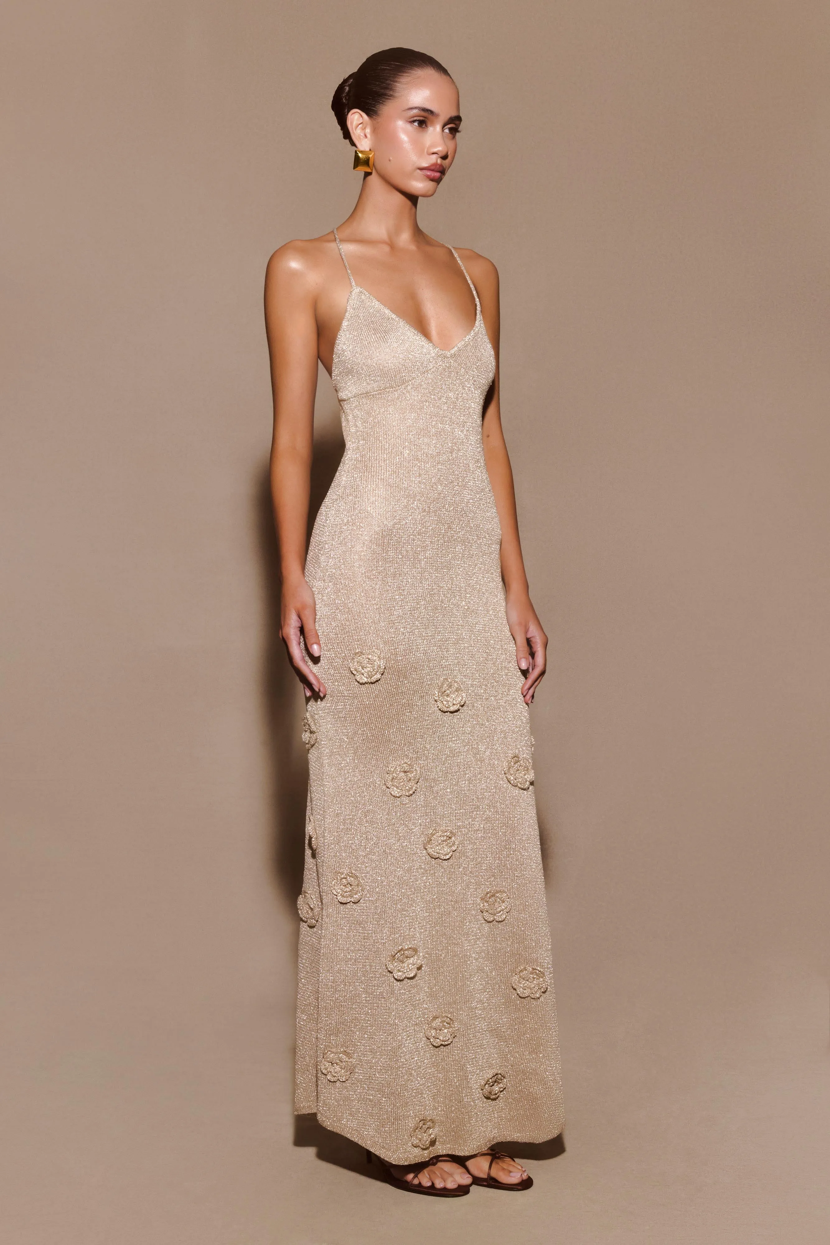 Suki Metallic Knit Maxi Dress - Gold Essential Layer