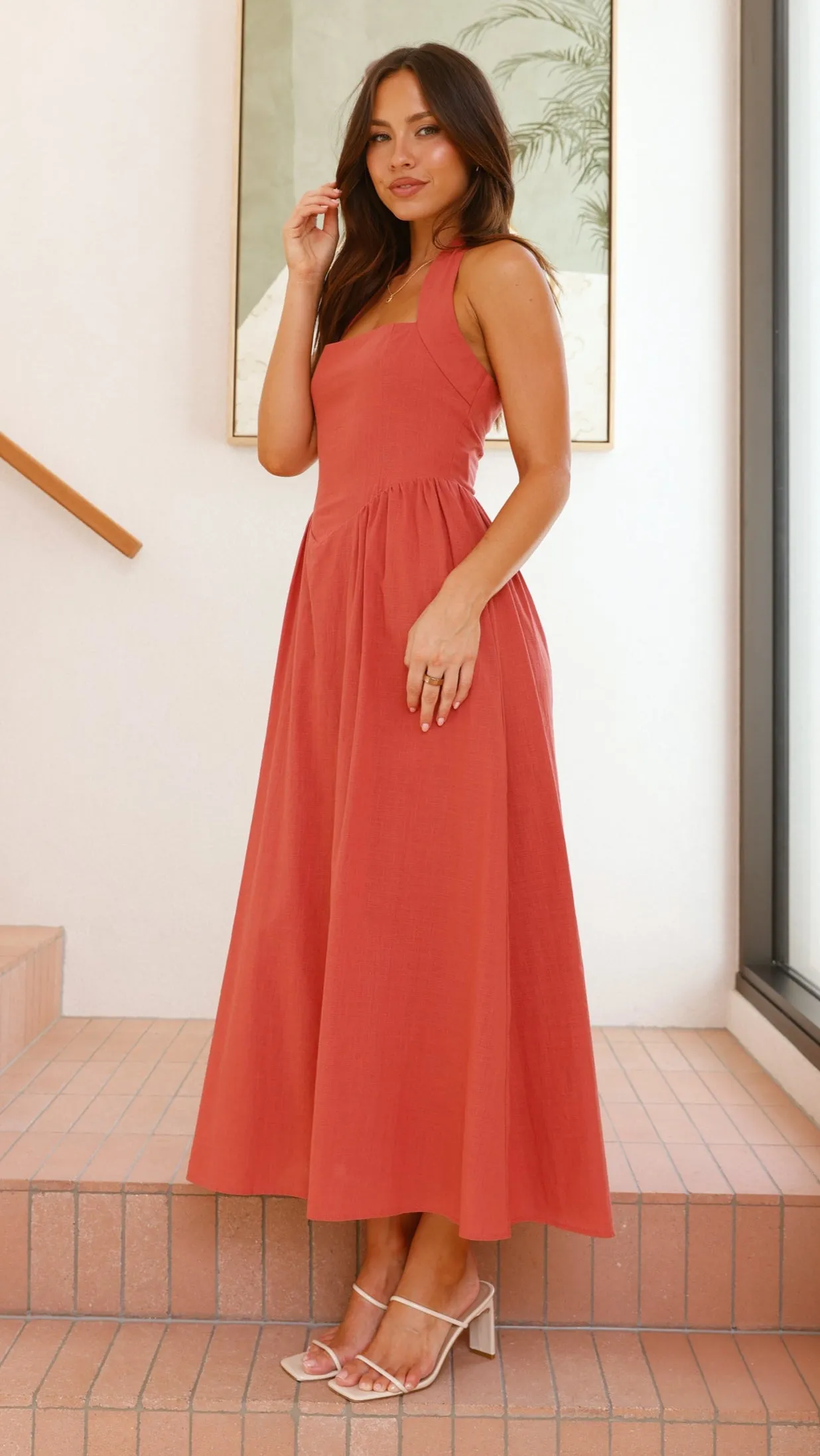 Caden Maxi Dress - Rust Refined Aesthetic Dance Night