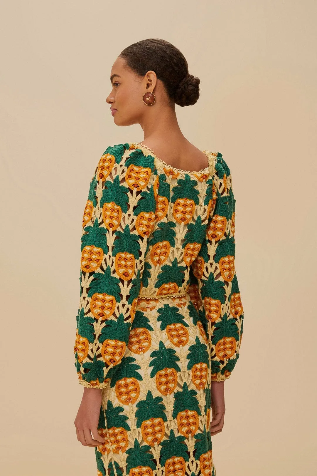 Sand Pineapple Crochet Top WrinkleResistantCloth Meta Mood