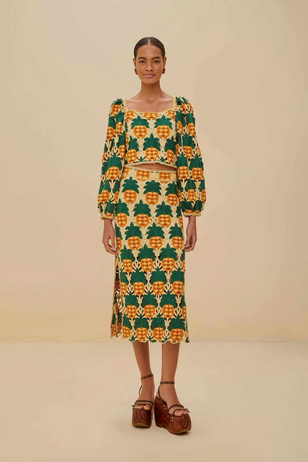 Sand Pineapple Crochet Top Relaxed Style spring fresh