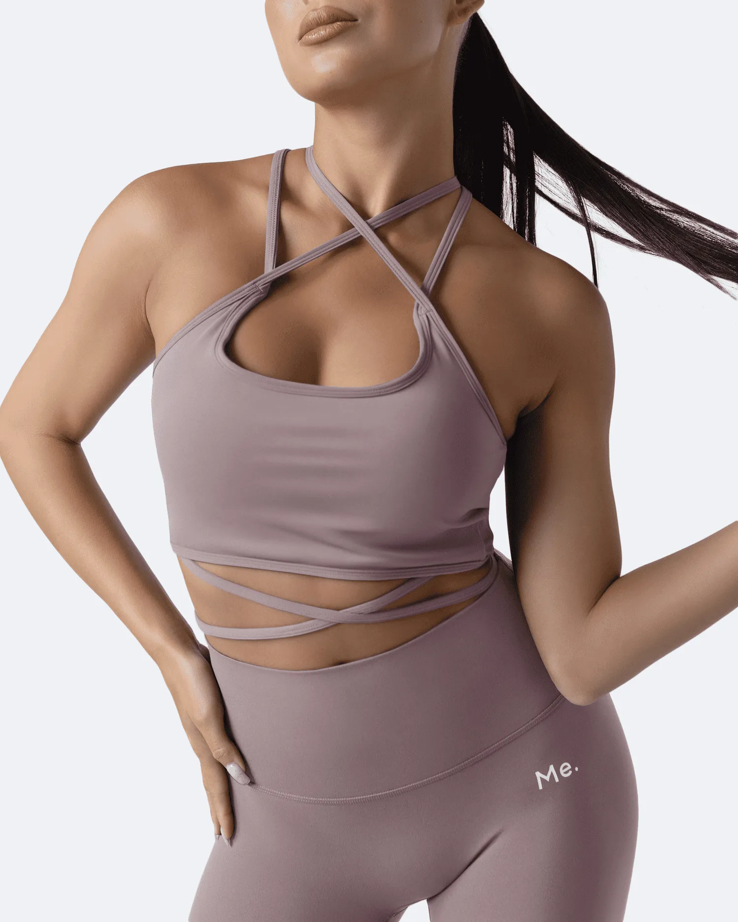 Dusty Pink Strappy Front Top Elastic seams