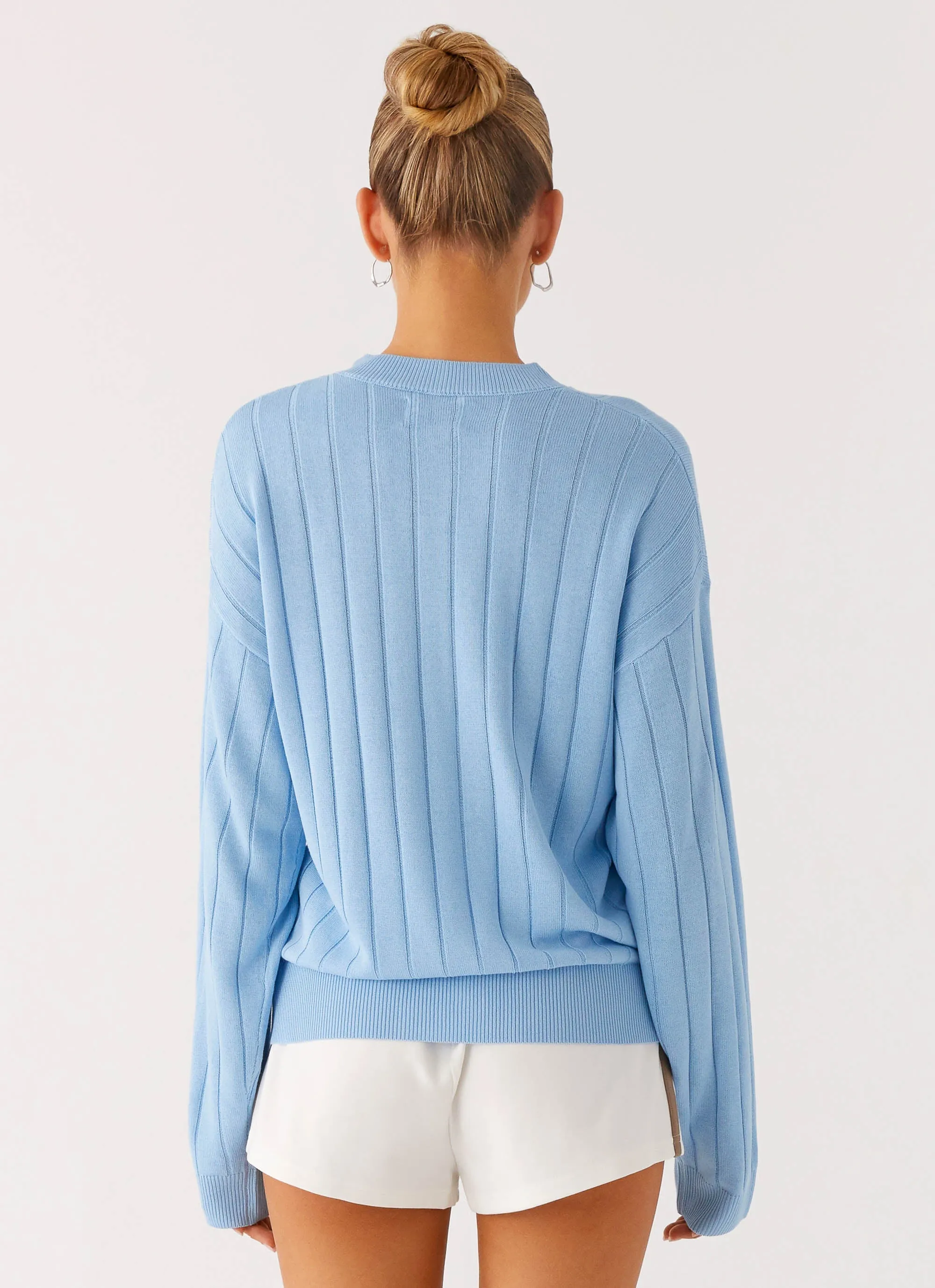 Hypoallergenic Lining Leo Oversized Cardigan - Sky Blue