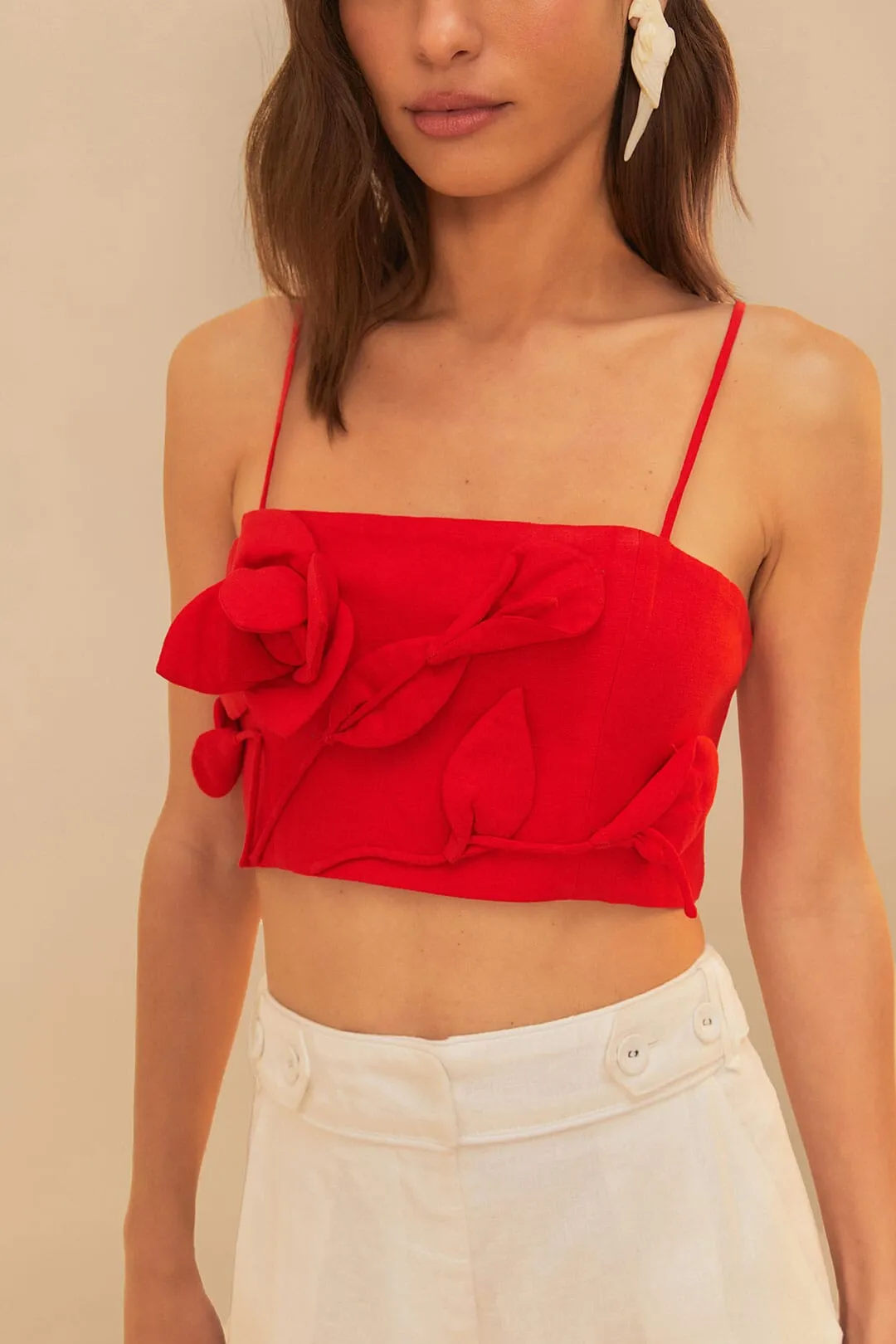 Red Garden Lenzing? Ecovero? Euroflax? Sleeveless Top Tagless Design Professional Clothing