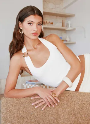 Nera Halter Top - White Walk In Park TearResistant Fabric