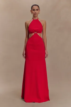 Everyday Look Elegant formal piece Marlowe Halter Knit Maxi Dress - Red