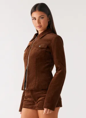 Lightweight Material Taliyah Cord Jacket - Walnut