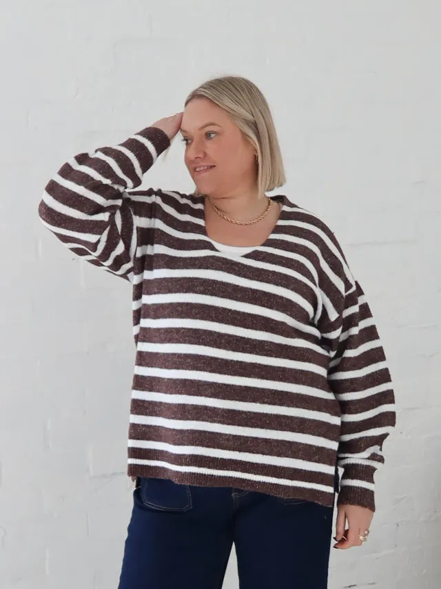 Breathable Liner Integration Cozy Interior Fleece Taryn Knit - Chocolate/White