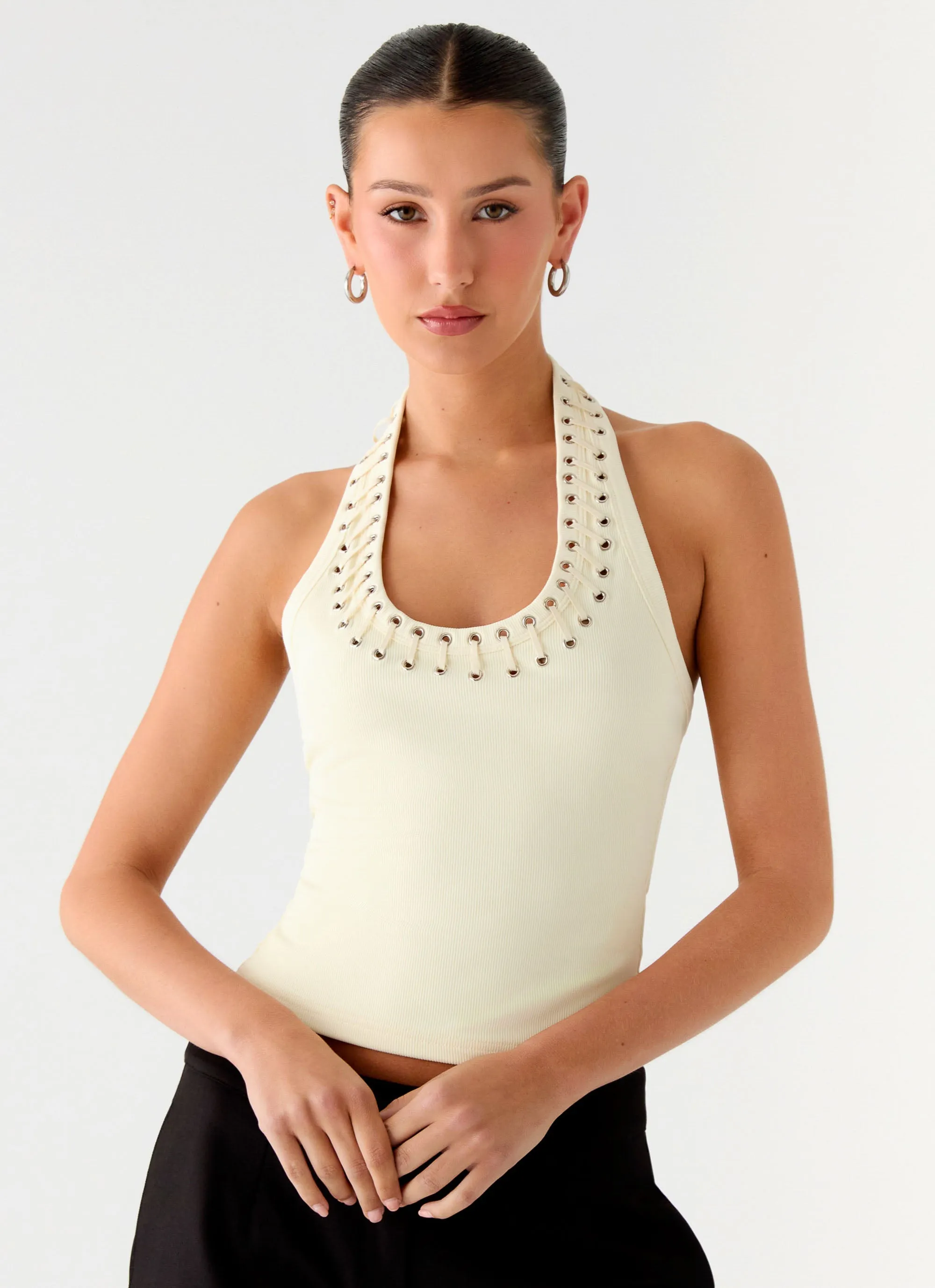 Cozy Comfort Chic Warmth Scarla Halter Top - Yellow