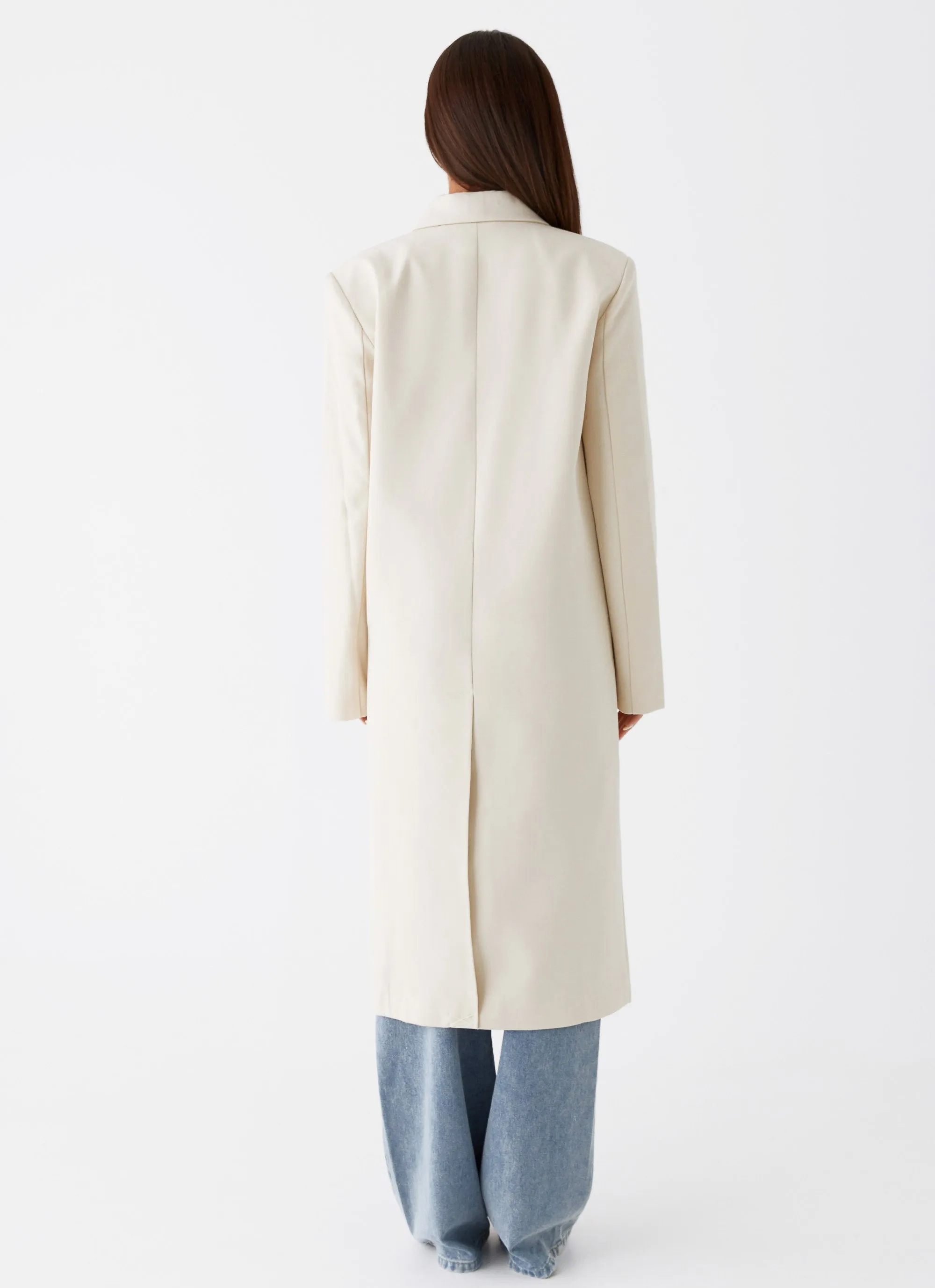 Dalia Double Breasted Blazer Coat - Beige Zip Pockets