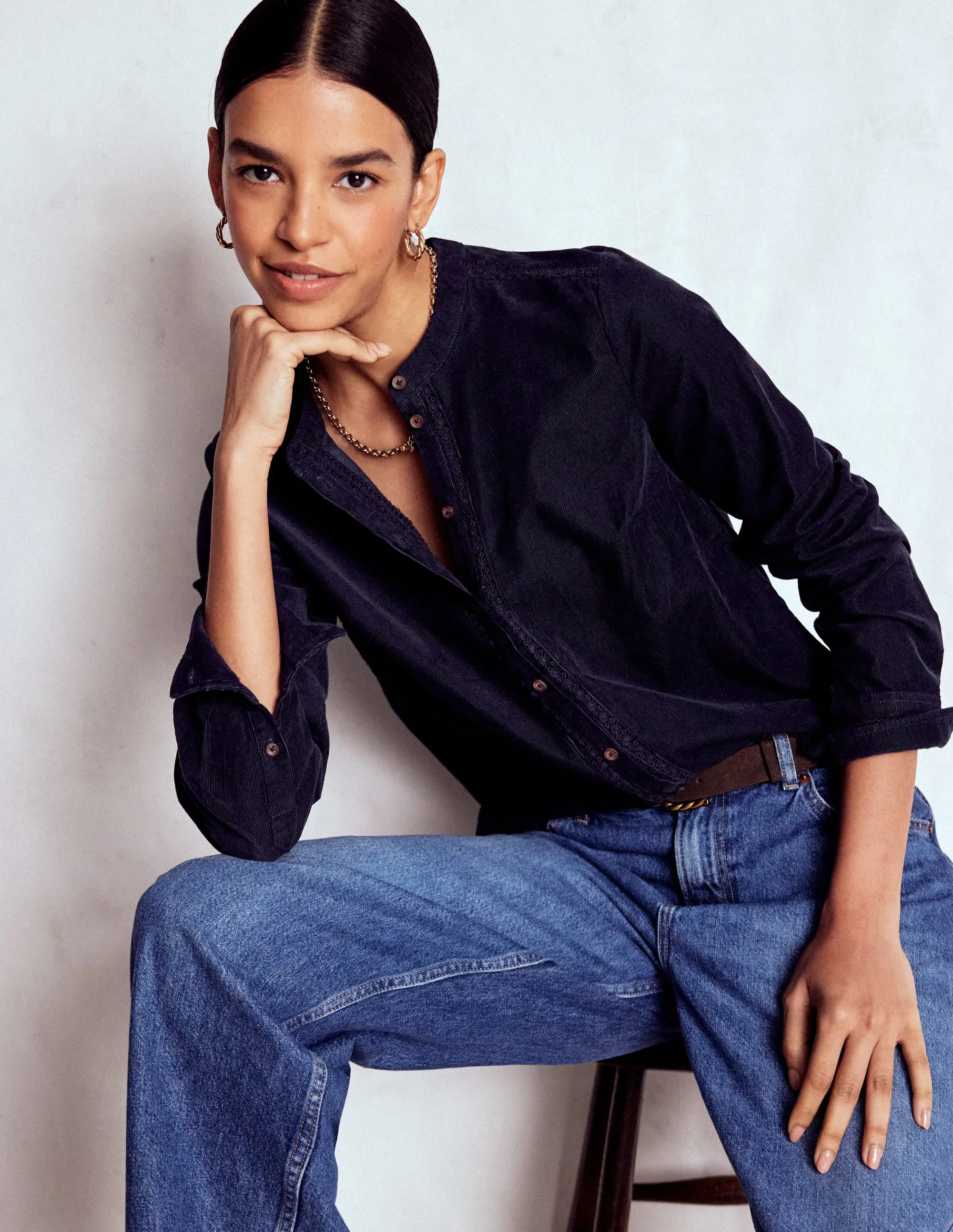 Active Trend Victoria Cord Shirt-Navy